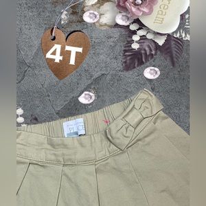 4T Plated beige cacki casual skirt with bow